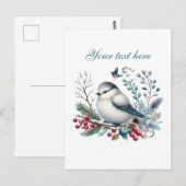 Carte Postale Joli oiseau d'hiver saisonnier ajouter du texte (Devant / Derrière)