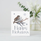 Carte Postale Joli oiseau est perché sur une branche de pin et c (Debout devant)