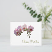 Carte Postale joli orchidée rose fleurs heureux anniversaire (Debout devant)