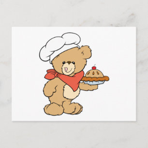 Carte Postale Joli ours boulanger chef