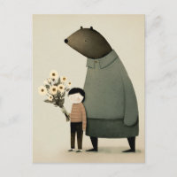 Joli ours de dessin animé fée et garçon. Fleur d'a