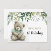 Carte Postale Joli ours en aquarelle pour anniversaire toutes ag (Devant / Derrière)