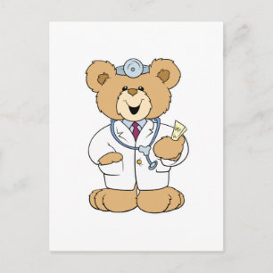 Carte Postale Joli ours en peluche docteur