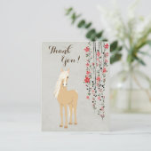 Carte Postale Joli Palomino Pony et Fleurs Merci de cheval (Debout devant)