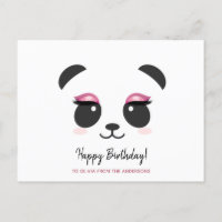 Joli panda avec des cils personnalisés Joyeux Anni