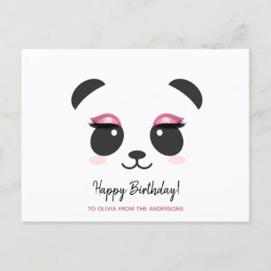 Carte Postale Joli panda avec des cils personnalisés Joyeux Anni
