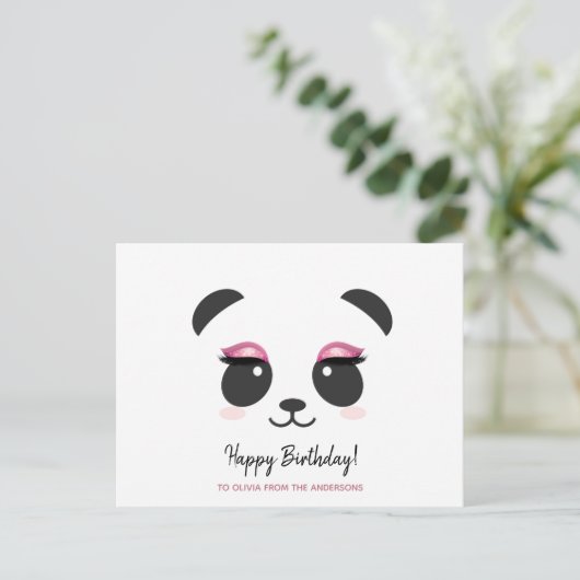 Carte Postale Joli panda avec des cils personnalisés pour Joyeux (Debout devant)