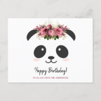 Joli panda Joyeux Anniversaire floral rose personn