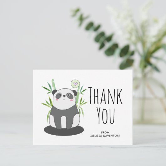 Carte Postale Joli panda noir et blanc dans le bambou Merci (Debout devant)