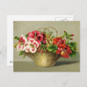 Carte Postale Joli panier à fleurs Vintage (Devant / Derrière)