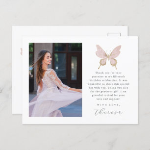 Carte Postale Joli Papillon Blush Photo Quinceanera Merci