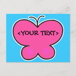 Carte Postale joli papillon rose, <YOUR TEXT>