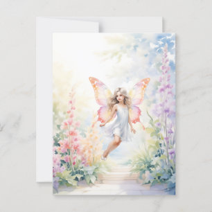 Carte Postale Joli Pastel Butterfly Fairy in Flower Garden