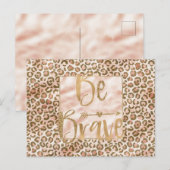 Carte Postale Joli Peach Brown Empreinte de léopard Soyez courag (Devant / Derrière)