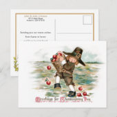 Carte Postale Joli Pèlerin Vintage avec Pommes (Devant / Derrière)