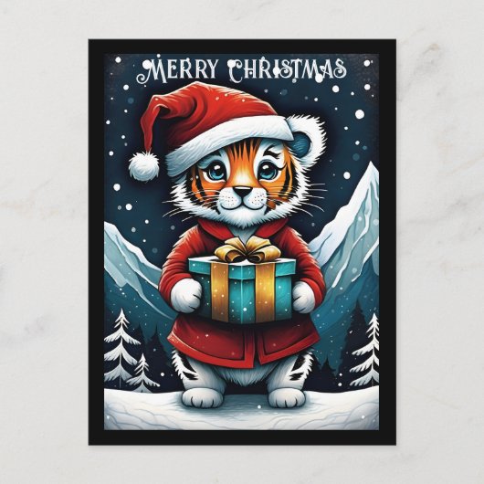 Carte Postale Joli Père Noël Baby Tiger Snowy Noël (Devant)