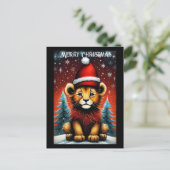 Carte Postale Joli Père Noël bébé Lion Snowy Noël (Debout devant)