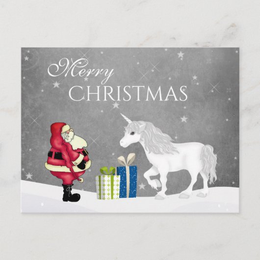 Carte Postale Joli Père Noël et Unicorn Joyeux Noël (Devant)