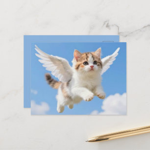 Carte Postale Joli petit chat volant