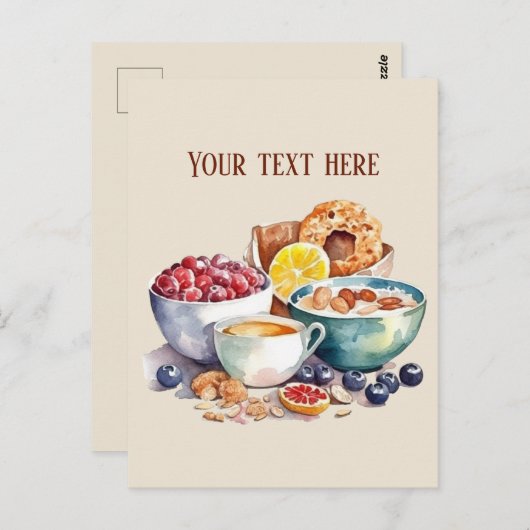 Carte Postale Joli petit déjeuner, ajouter du texte (Devant / Derrière)