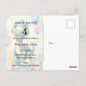 Carte Postale Joli petit dinosaure avec beaucoup de ballons colo (Dos)