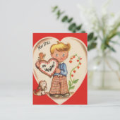 Carte Postale Joli petit garçon rétro vintage Valentine (Debout devant)