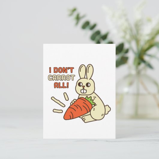 Carte Postale Joli Petit Lapin Tenant Sa Carotte (Debout devant)