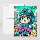 Carte Postale Joli Pilote Garçon Anniversaire (Devant / Derrière)