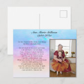 Carte Postale Joli poème mémorial avec photo  (Devant / Derrière)