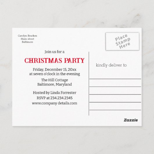 Carte Postale Joli Poinsettia Père Noël | Fête de Noël (Dos)