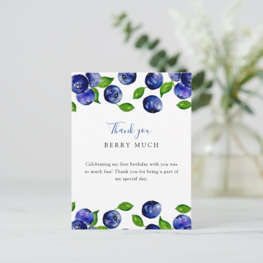 Carte Postale Joli premier anniversaire à la myrtille Merci (Debout devant)