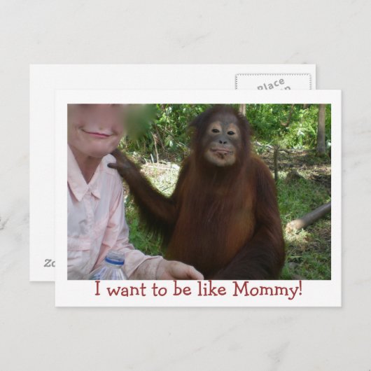 Carte Postale Joli Primate sourit comme maman (Devant / Derrière)