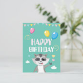 Carte Postale Joli raton laveur amusant avec ballons (Debout devant)