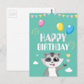 Carte Postale Joli raton laveur amusant avec ballons (Devant / Derrière)