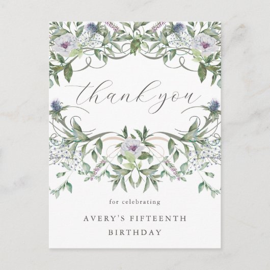 Carte Postale Joli remerciement d'anniversaire floral (Devant)