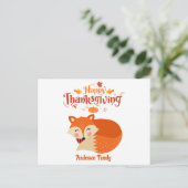 Carte Postale Joli renard endormi Joyeux Thanksgiving (Debout devant)