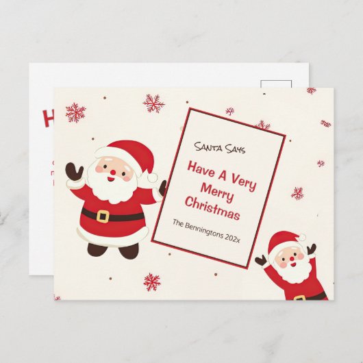 Carte Postale Joli Retro Noël Père Noël (Devant / Derrière)