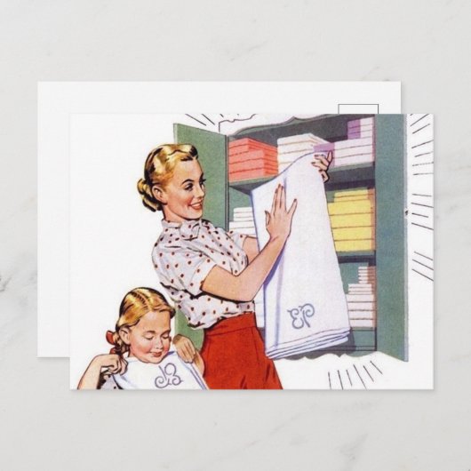 Carte Postale joli rétro vintage lessive  (Devant / Derrière)