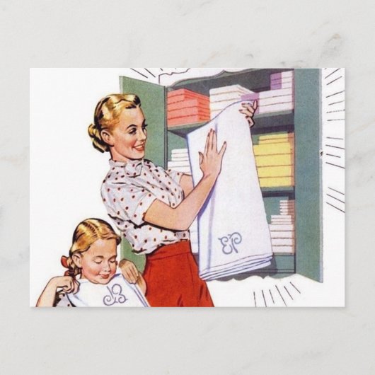 Carte Postale joli rétro vintage lessive  (Devant)