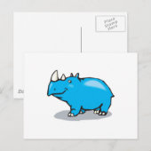 Carte Postale joli rhinocéros bleu (Devant / Derrière)