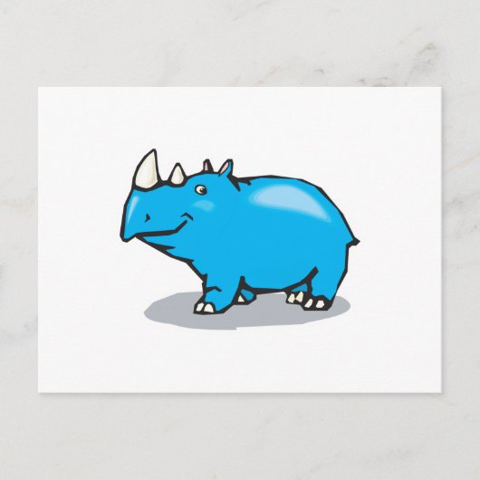 Carte Postale joli rhinocéros bleu (Devant)