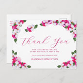 Carte Postale Joli rose blanc floral 50e anniversaire Merci (Devant / Derrière)