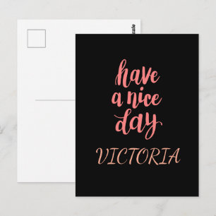 Carte Postale Joli Rose Bonne Journée Typographie Cadeau
