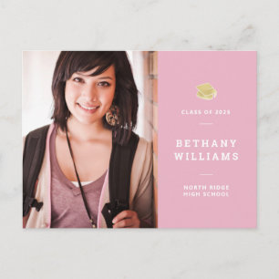 Carte Postale Joli rose moderne photo Graduation