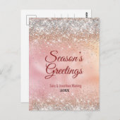 Carte Postale Joli rose or argent parties scintillant Noël Nouve (Devant / Derrière)