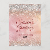 Carte Postale Joli rose or argent parties scintillant Noël Nouve (Devant)