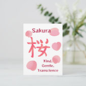 Carte Postale Joli Sakura Kanji avec Hanakotoba (Debout devant)