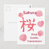 Carte Postale Joli Sakura Kanji avec Hanakotoba (Devant / Derrière)