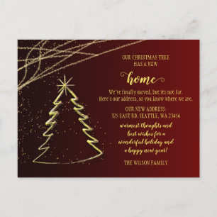 Carte Postale Joli sapin de Noël Nous avons déménagé Annonce de