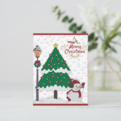 Carte Postale Joli sapin de Noël Snowman (Debout devant)